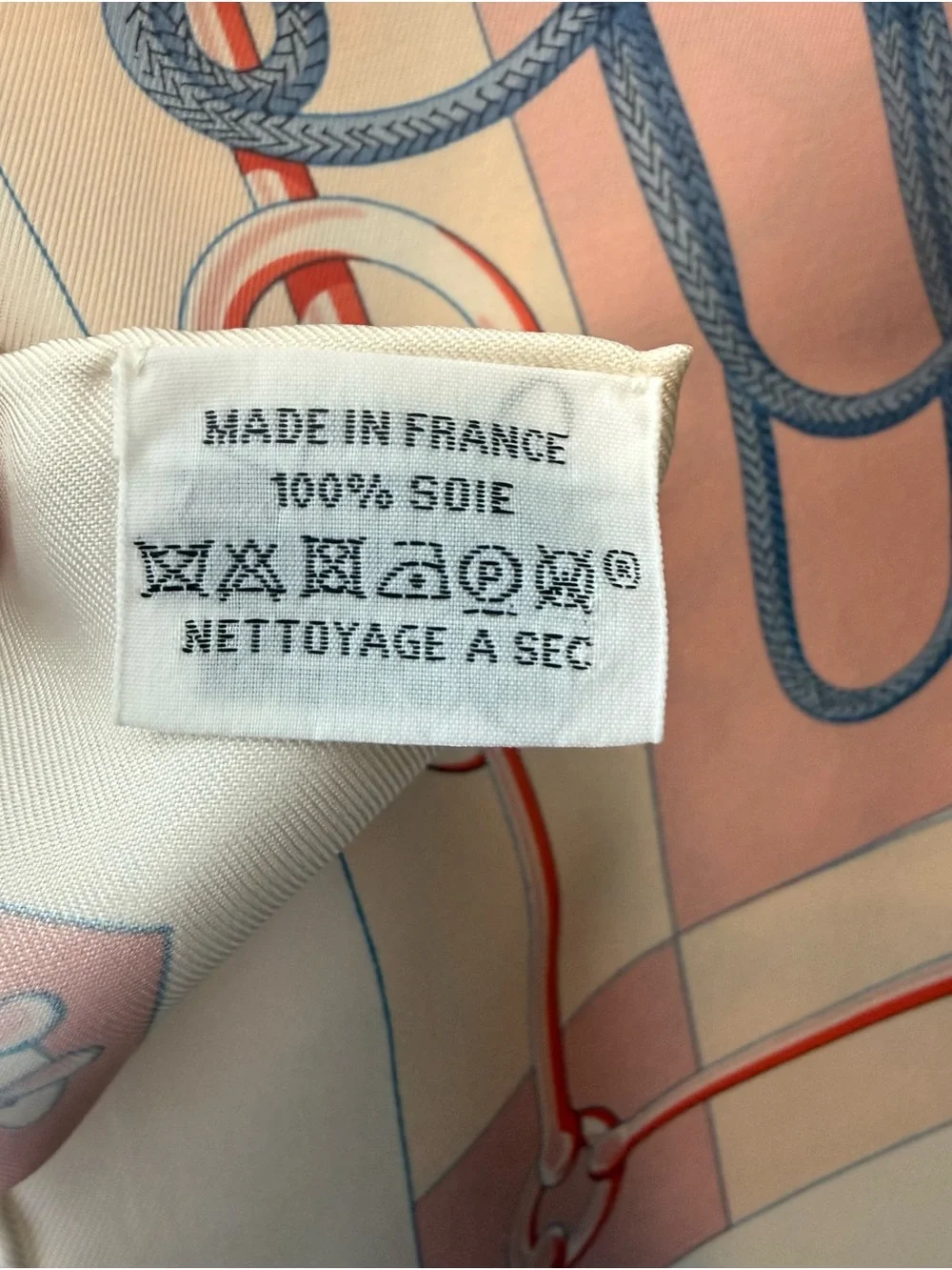 Hermes Silk Scarf in Blue, Pink, Yellow and Cream